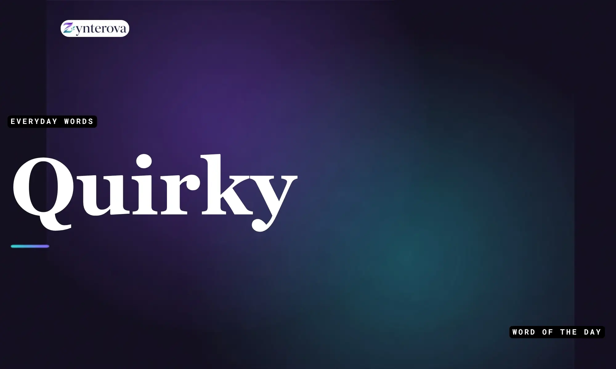 A colorful illustration showing a list of synonyms for quirky.
